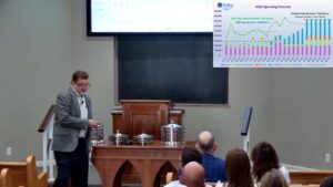 Tom presenting the 2025 Annual Financial Report at Valley Church of Christ