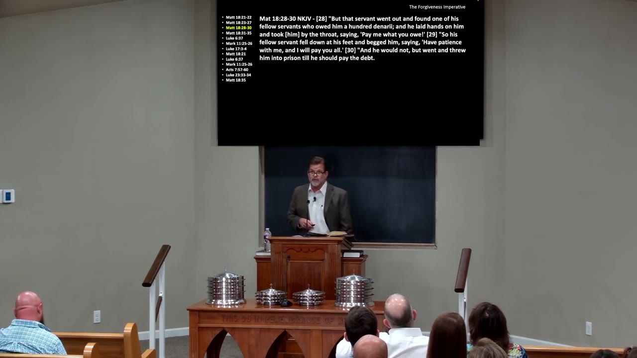 Sermon at Valley Church of Christ on forgiveness from Matthew 18 - The Debt We Could Never Pay