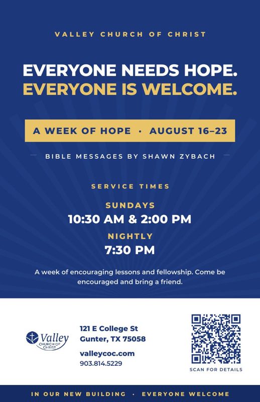Week of Hope flyer: Everyone needs hope. Everyone is welcome.