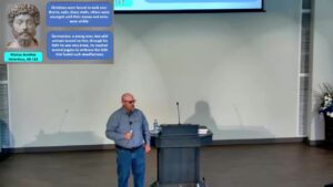 Preaching during the Sunday morning service at Valley Church of Christ in Gunter, Texas