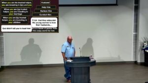Preaching a lesson on the nature God placed in women during the gospel meeting at Valley Church of Christ in Gunter, Texas